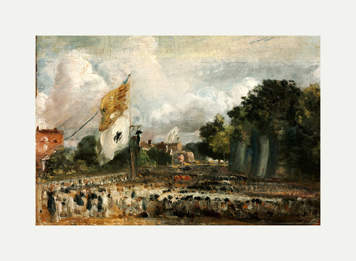John Constable Print, The Celebration in East Bergholt of the Peace of 1814 Concluded in Paris between France and the Allied Powers with an off-white border for rolled canvas
