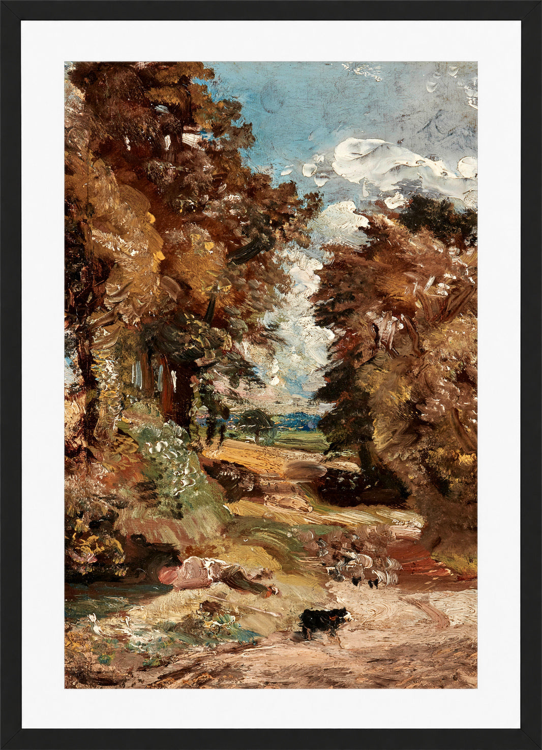John Constable Print, The Cornfield (1816) in a black frame