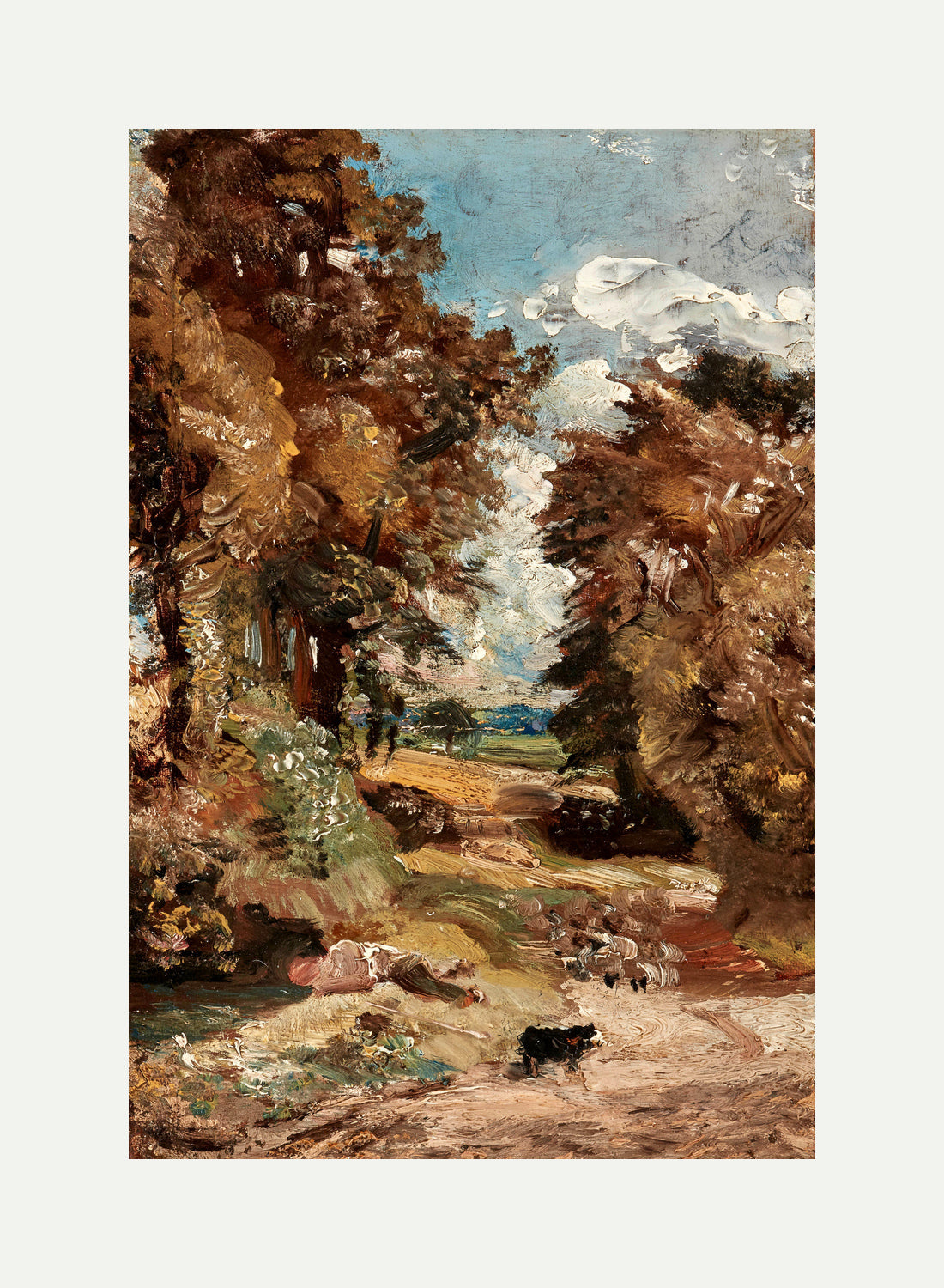 John Constable Print, The Cornfield (1816) with an off-white border for rolled canvas