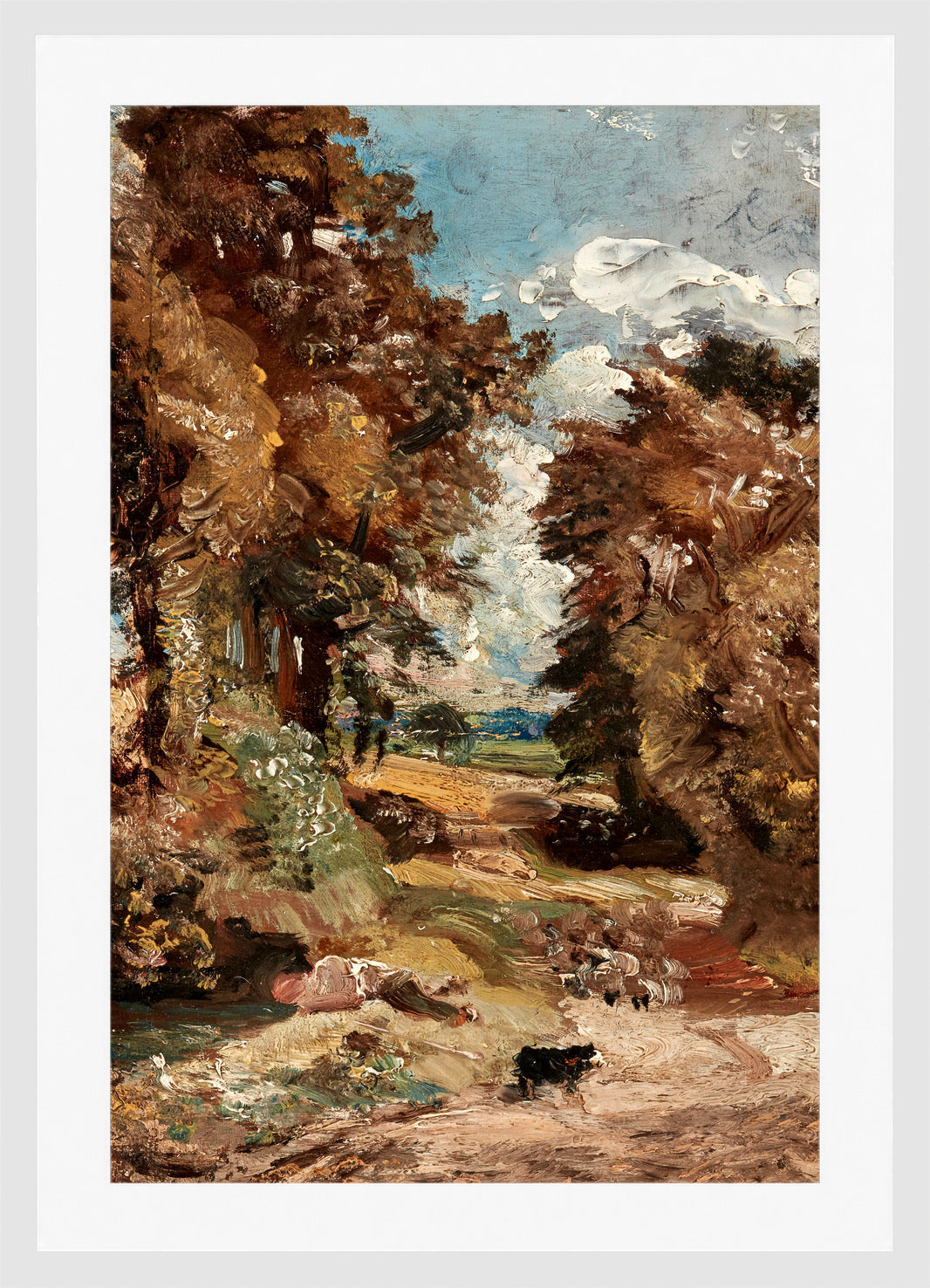 John Constable Print, The Cornfield (1816) in a white frame