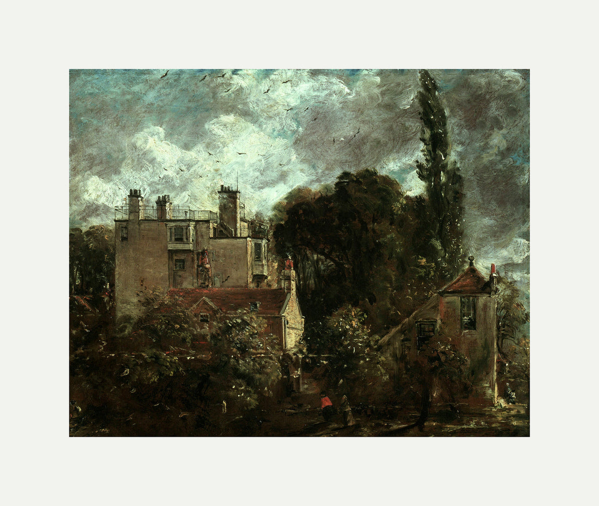John Constable Print, The Grove, or the Admiral’s House in Hampstead (between 1821 and 1822) with an off-white border for rolled canvas