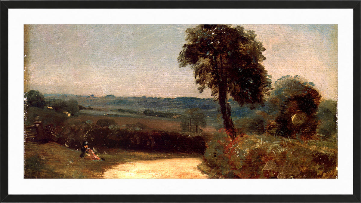John Constable Print, The Lane from East Bergholt to Flatford (1812) in a black frame