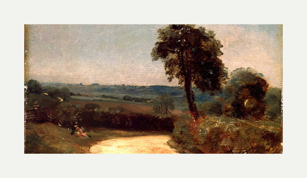 John Constable Print, The Lane from East Bergholt to Flatford (1812) with an off-white border for rolled canvas