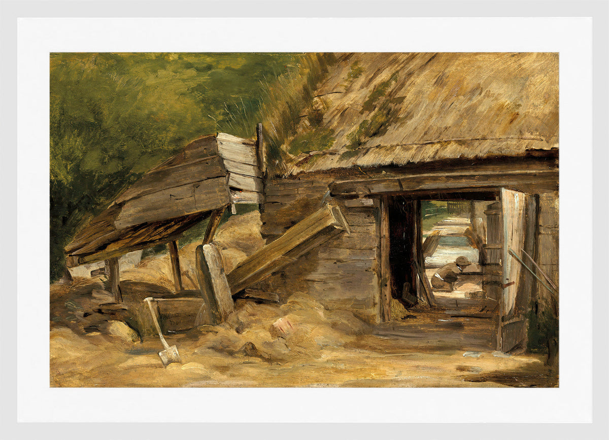 John Constable Print, The Old Mill Shed, Dedham in a white frame