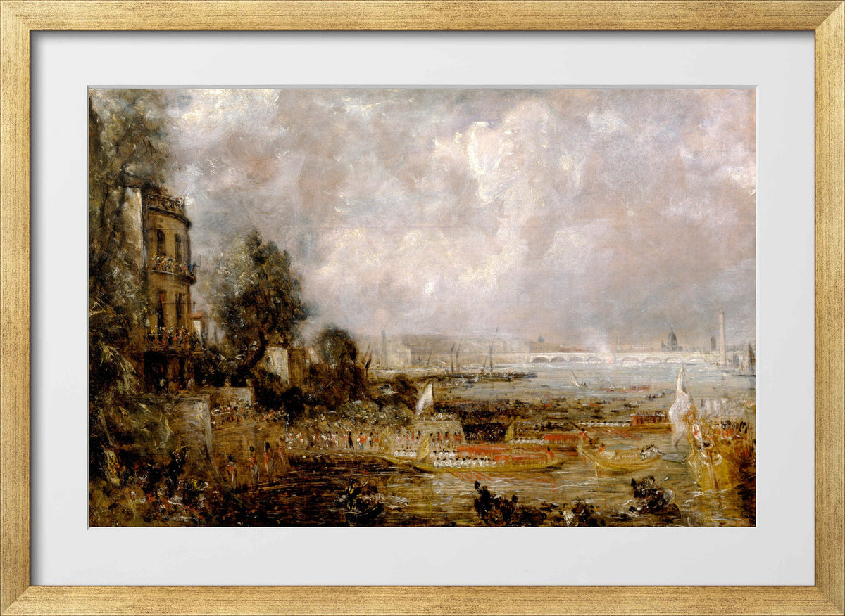 John Constable Print, The Opening of Waterloo Bridge in a gold frame