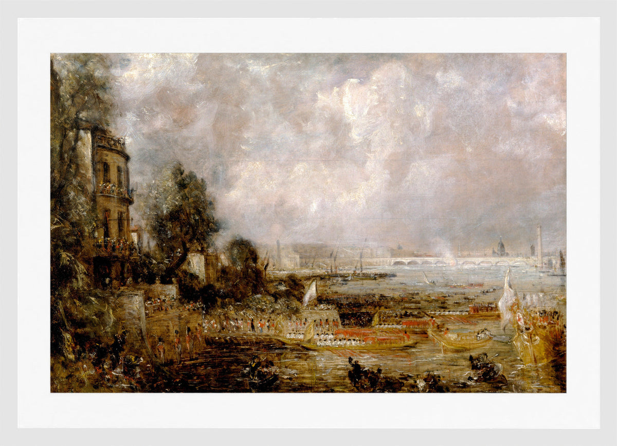 John Constable Print, The Opening of Waterloo Bridge in a white frame