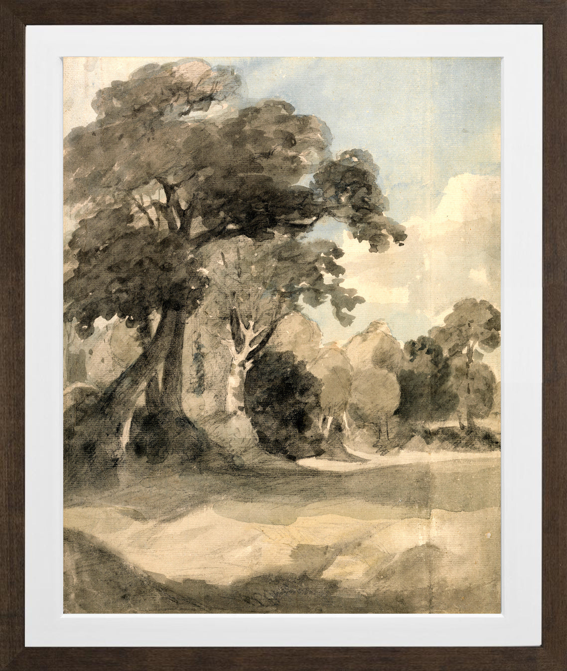 John Constable Print, Trees in a Meadow (ca in a brown frame