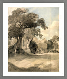 John Constable Print, Trees in a Meadow (ca in a light grey frame