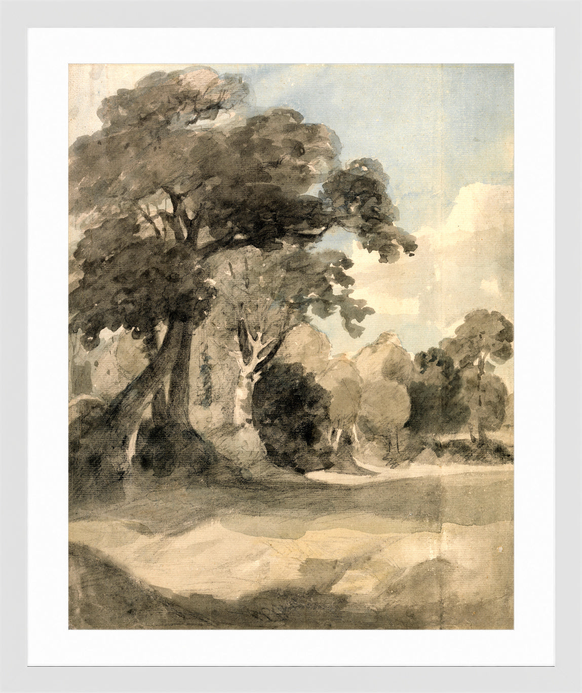 John Constable Print, Trees in a Meadow (ca in a white frame