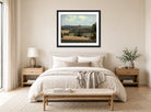 John Constable Print, Trentham Park displayed above a bed