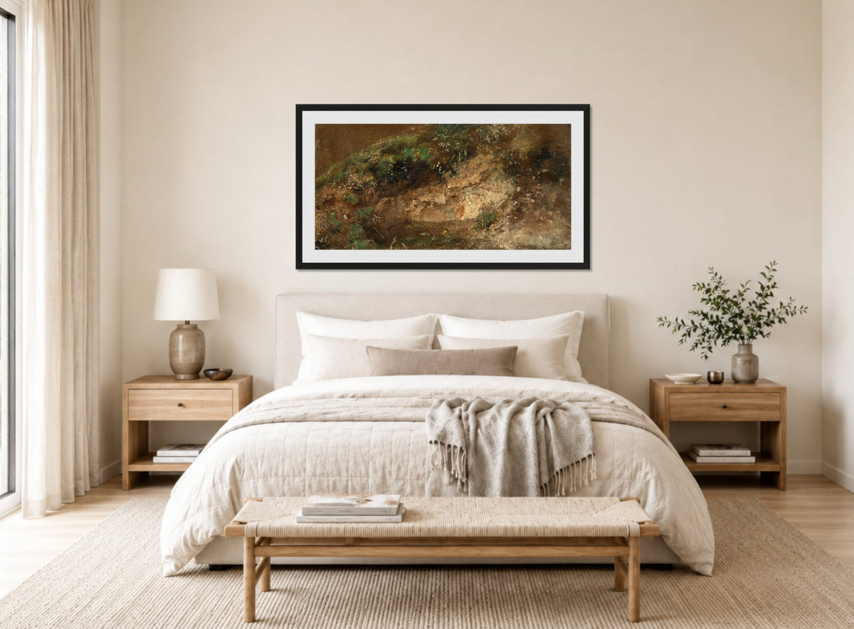 John Constable Print, Undergrowth (ca displayed above a bed
