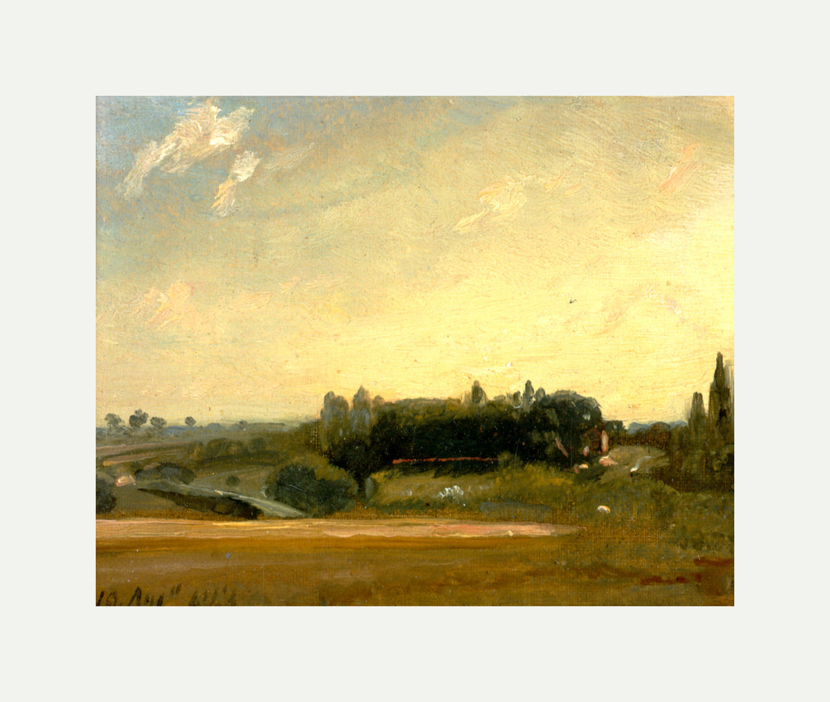 John Constable Print, View Towards the Rectory, East Bergholt (1813) with an off-white border for rolled canvas