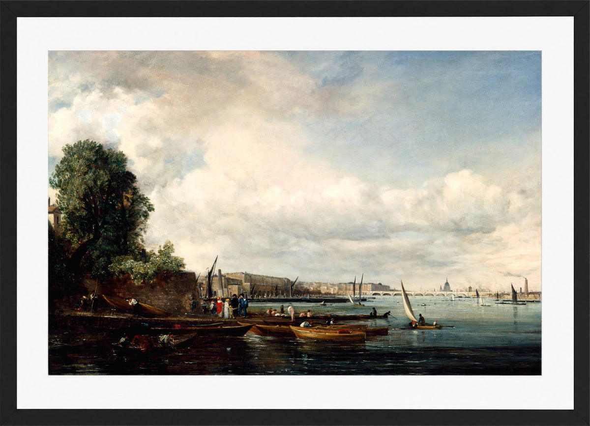 John Constable Print, Waterloo Bridge (circa 1820) in a black frame