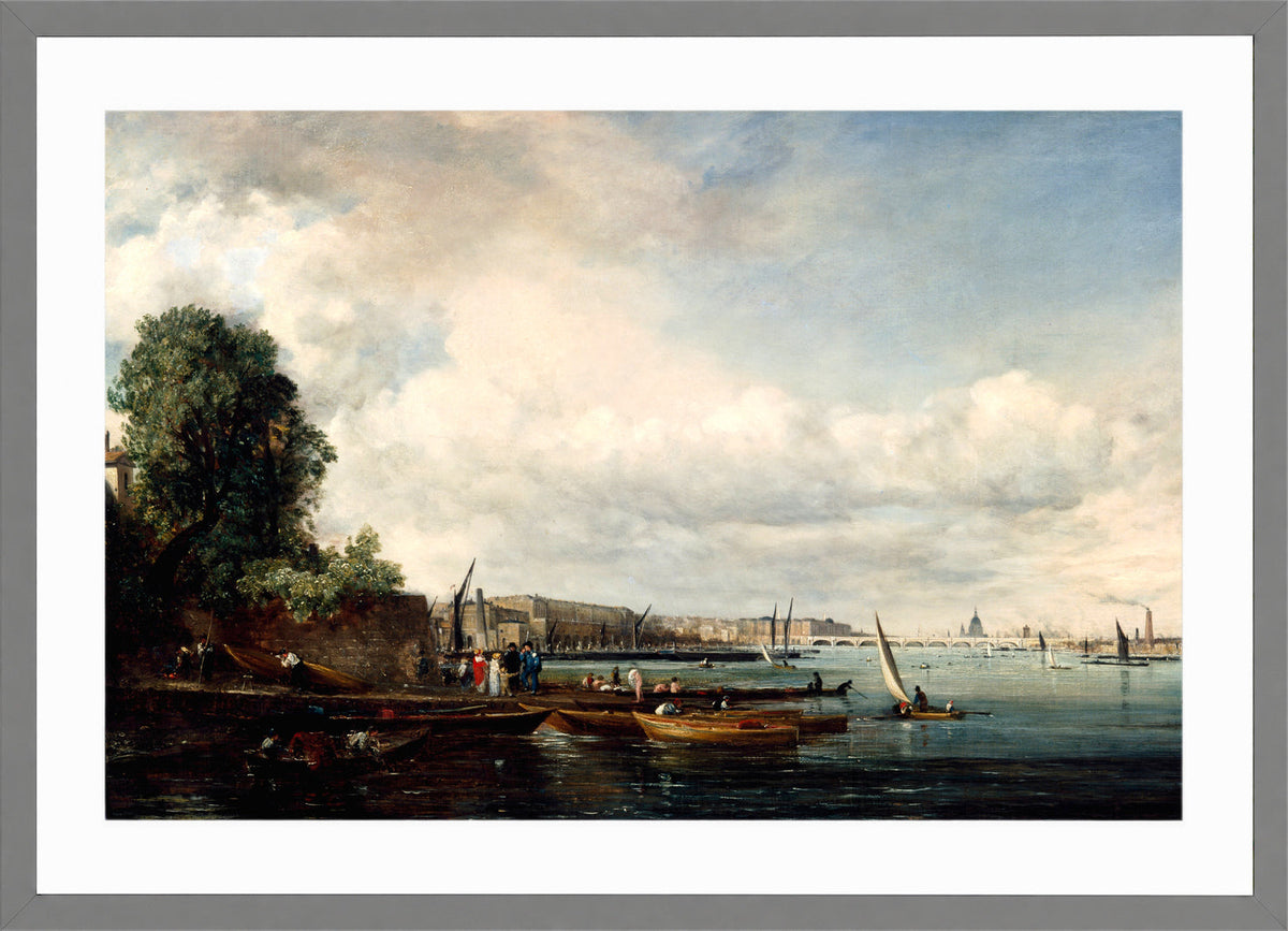 John Constable Print, Waterloo Bridge (circa 1820) in a light grey frame