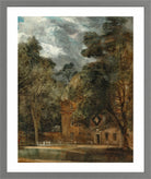 John Constable Print, West Lodge, East Bergholt, with a hatchment in a light grey frame