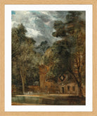 John Constable Print, West Lodge, East Bergholt, with a hatchment in an oak frame