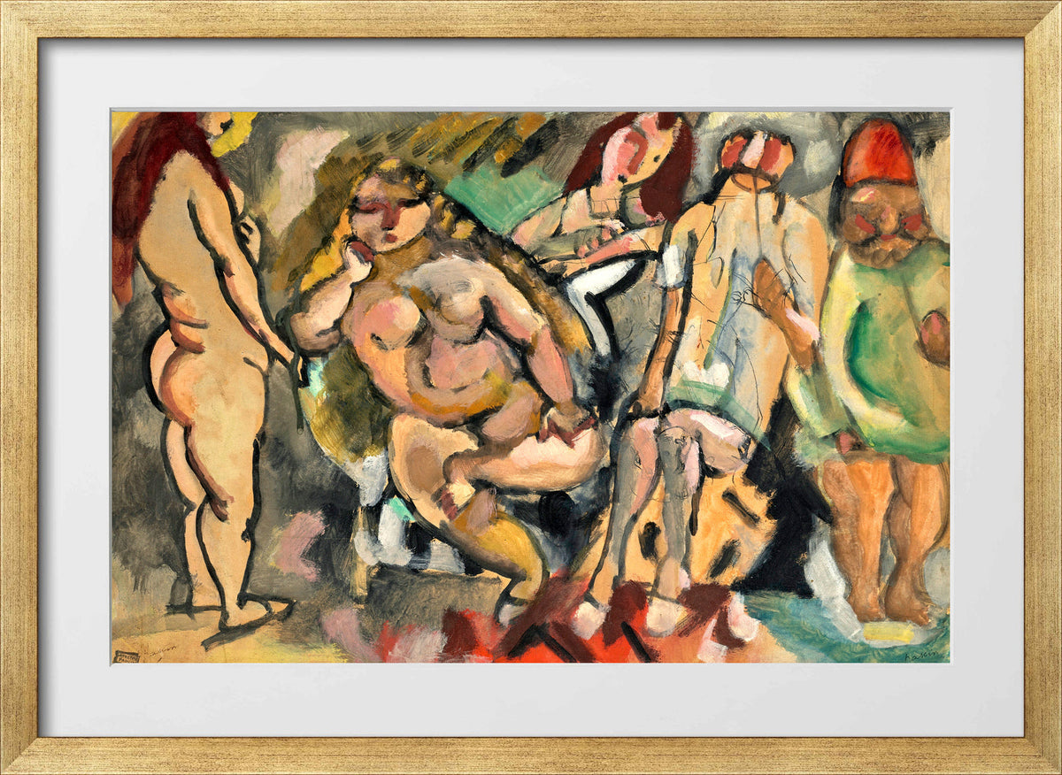 Jules Pascin Print, À Tunis (1921) in a gold frame