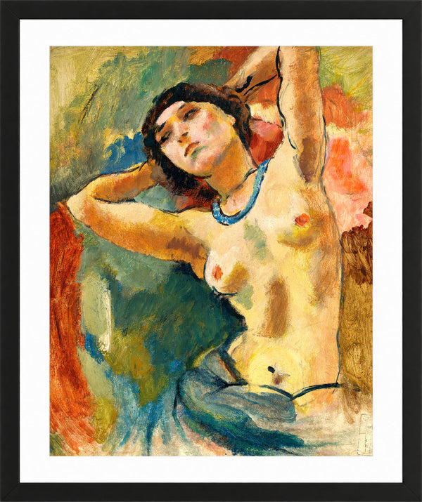 Jules Pascin Print, Brune au collier bleu (1922)