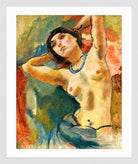 Jules Pascin Print, Brune Au Collier Bleu (1922) in a white frame