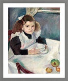 Jules Pascin Print, Bucia Pincas à son petit déjeuner (1907) in a light grey frame