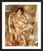 Jules Pascin Print, Femme assise dans un fauteuil (1926) in a black frame