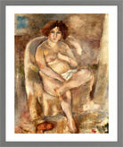 Jules Pascin Print, Femme assise dans un fauteuil (1926) in a light grey frame