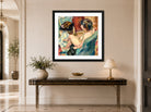 Jules Pascin Print, Femme au chien (1913) displayed above a console table