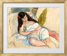 Jules Pascin Print, Femme Étendue in a gold frame