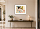 Jules Pascin Print, Femme Étendue displayed above a console table