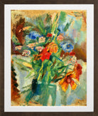 Jules Pascin Print, Fleurs (1917) in a brown frame