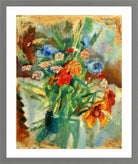 Jules Pascin Print, Fleurs (1917) in a light grey frame