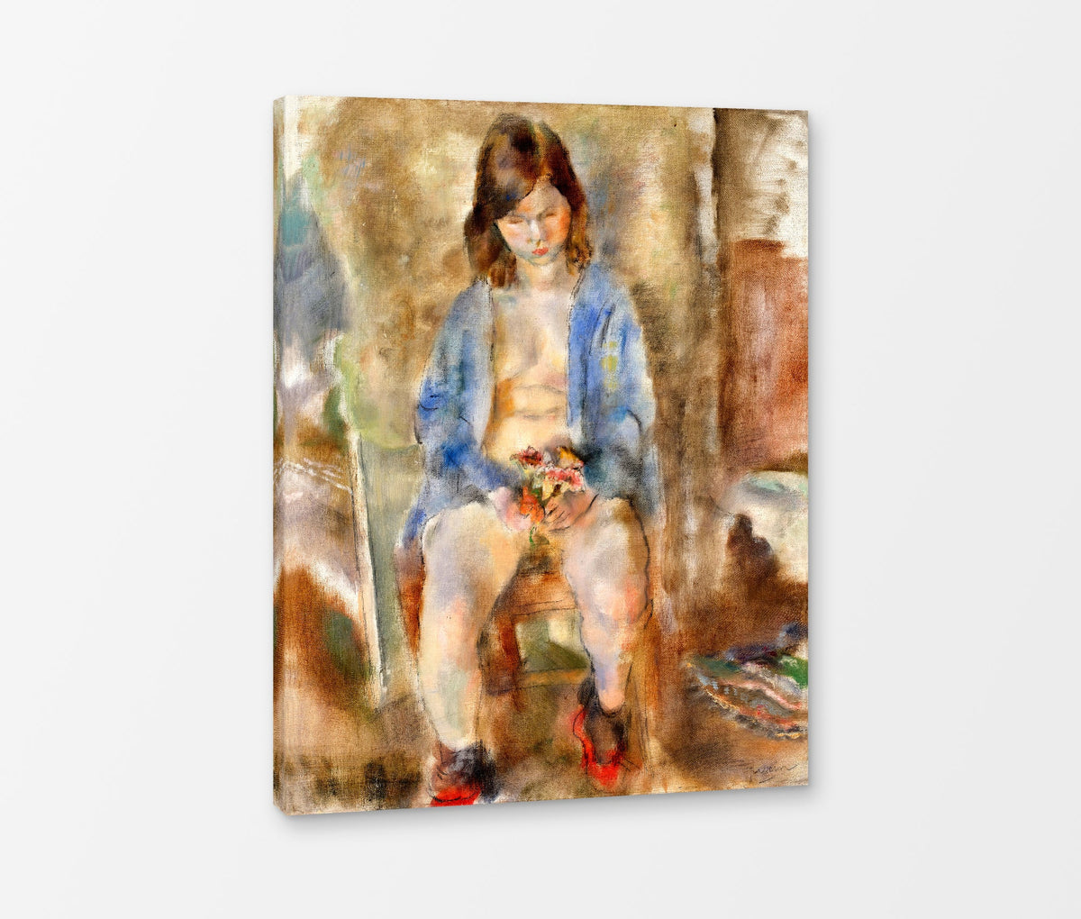 Jules Pascin Print, Flora aux fleurs (1928) as a ready-to-hang canvas panel