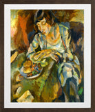 Jules Pascin Print, Hermine Aux Fruits (1919) in a brown frame