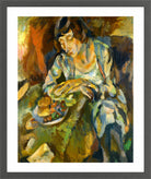Jules Pascin Print, Hermine Aux Fruits (1919) in a dark grey frame