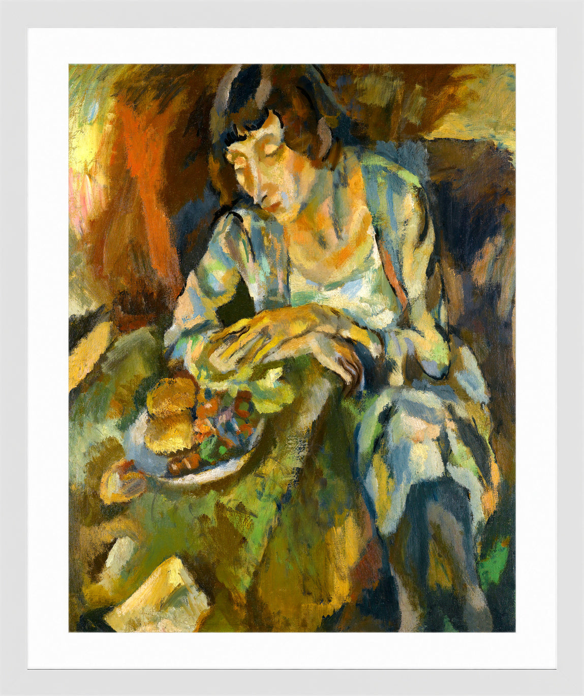 Jules Pascin Print, Hermine Aux Fruits (1919) in a white frame