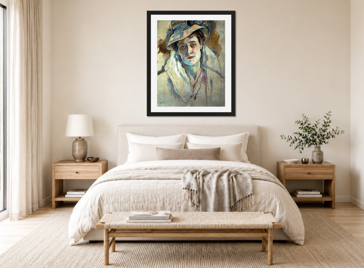 Jules Pascin Print, Hermine David (1907) displayed above a bed
