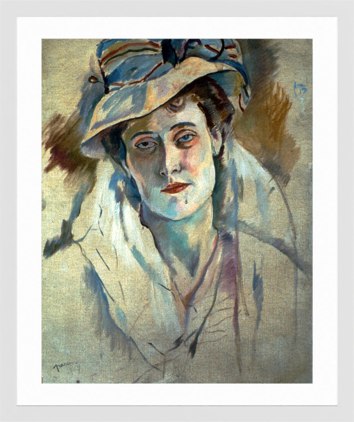 Jules Pascin Print, Hermine David (1907) in a white frame