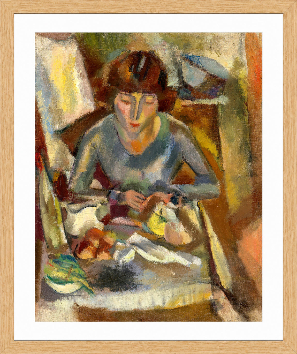 Jules Pascin Print, Hermine David Devant La Table (1918) in an oak frame