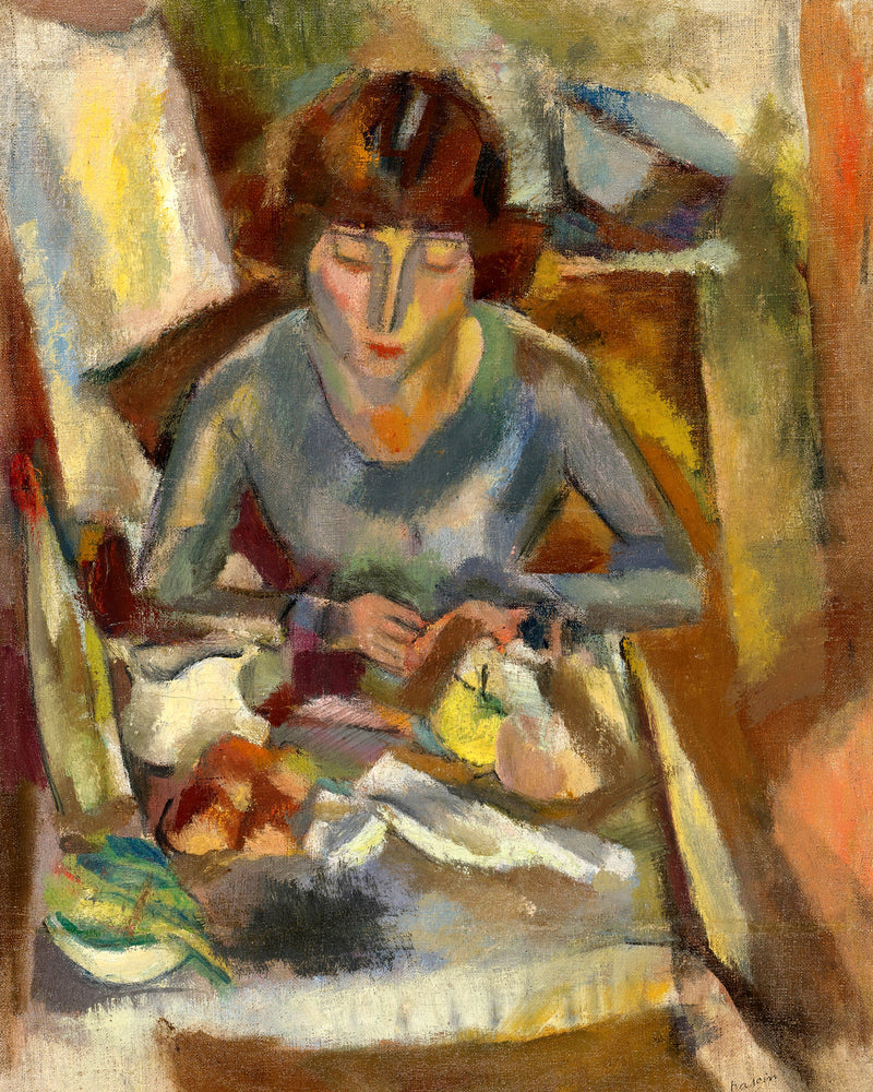 Jules Pascin Print, Hermine David Devant La Table (1918) as an unframed print