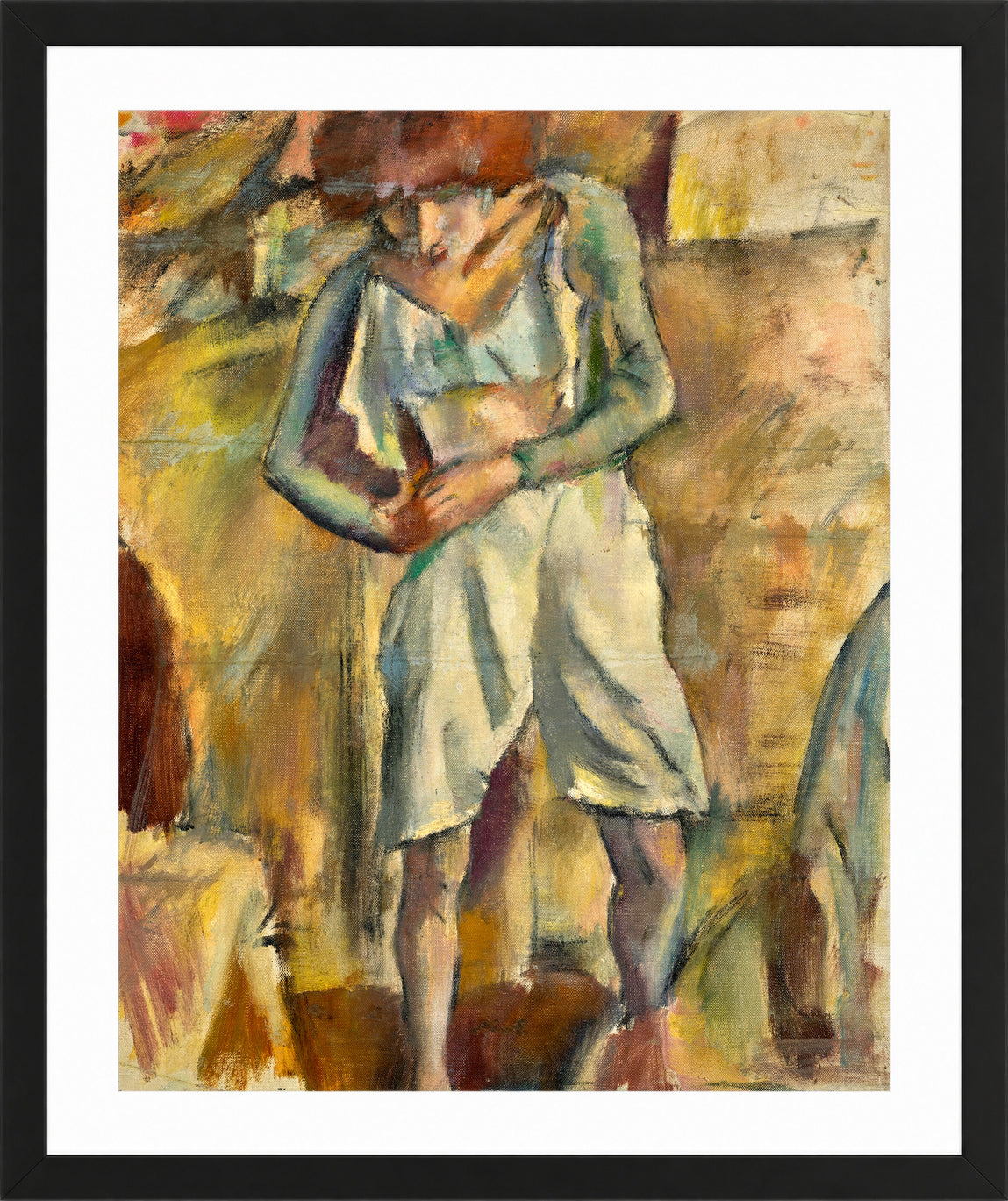 Jules Pascin Print, Hermine David s’habillant (1915) in a black frame