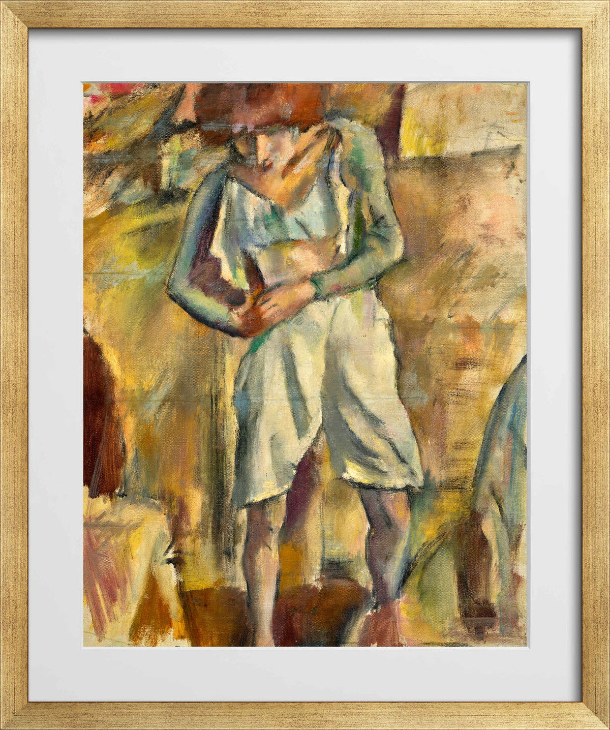 Jules Pascin Print, Hermine David s’habillant (1915) in a gold frame