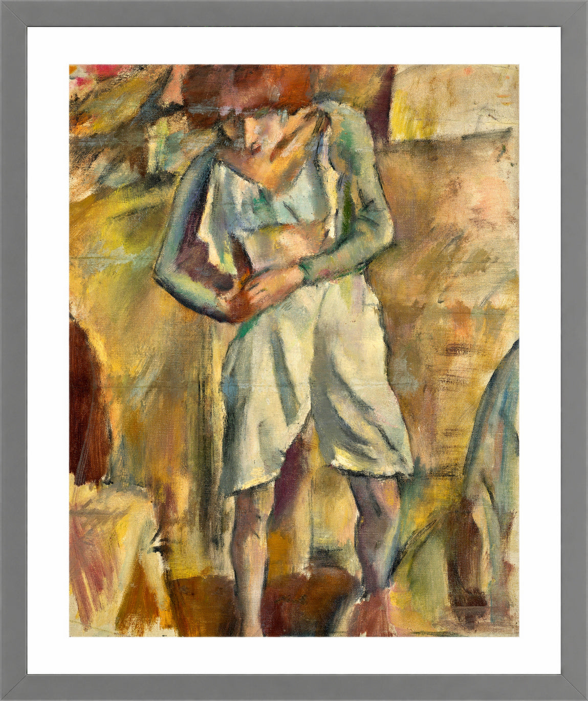 Jules Pascin Print, Hermine David s’habillant (1915) in a light grey frame