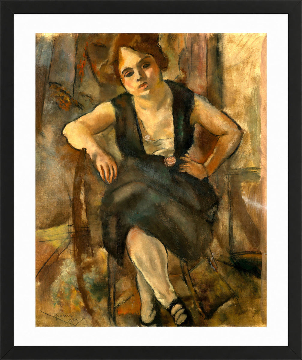 Young Woman in a Black Dress | Jules Pascin Print – GalleryThane