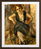 Jules Pascin Print, Jeune Femme en robe noire (1921) in a brown frame