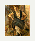 Jules Pascin Print, Jeune Femme en robe noire (1921) with an off-white border for rolled canvas