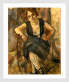 Jules Pascin Print, Jeune Femme en robe noire (1921) in a white frame