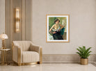 Jules Pascin Print, Jeune femme sur chaise verte (1909) displayed in an Art Deco interior