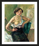 Jules Pascin Print, Jeune femme sur chaise verte (1909) in a black frame