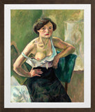 Jules Pascin Print, Jeune femme sur chaise verte (1909) in a brown frame
