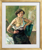 Jules Pascin Print, Jeune femme sur chaise verte (1909) in a gold frame